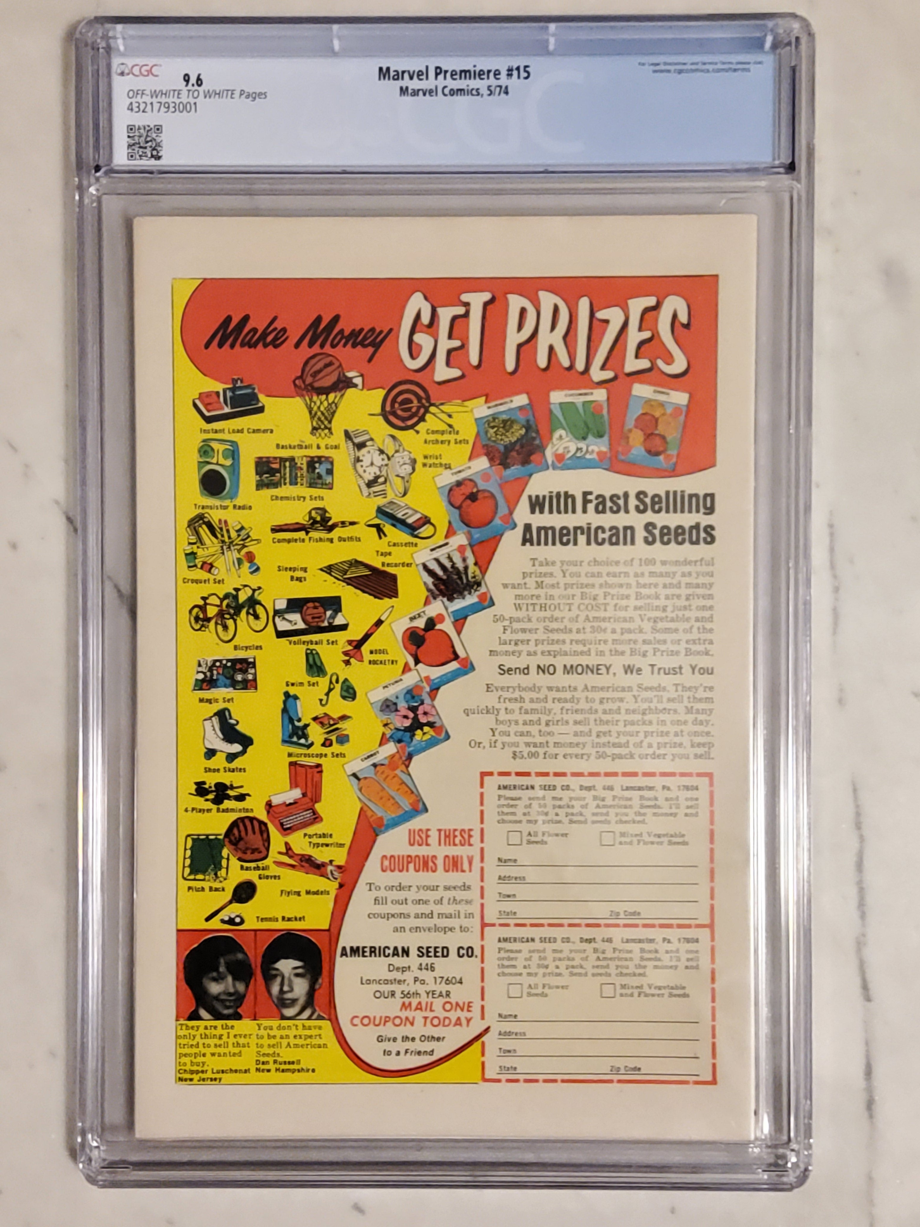 Marvel Premiere #15 | CGC 9.6  | 1st Iron Fist (Danny Rand)