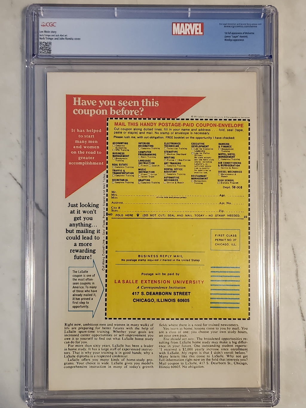 Incredible Hulk #181 | CGC 9.4 White Pages  | 1st Wolverine (Full) | Custom Label