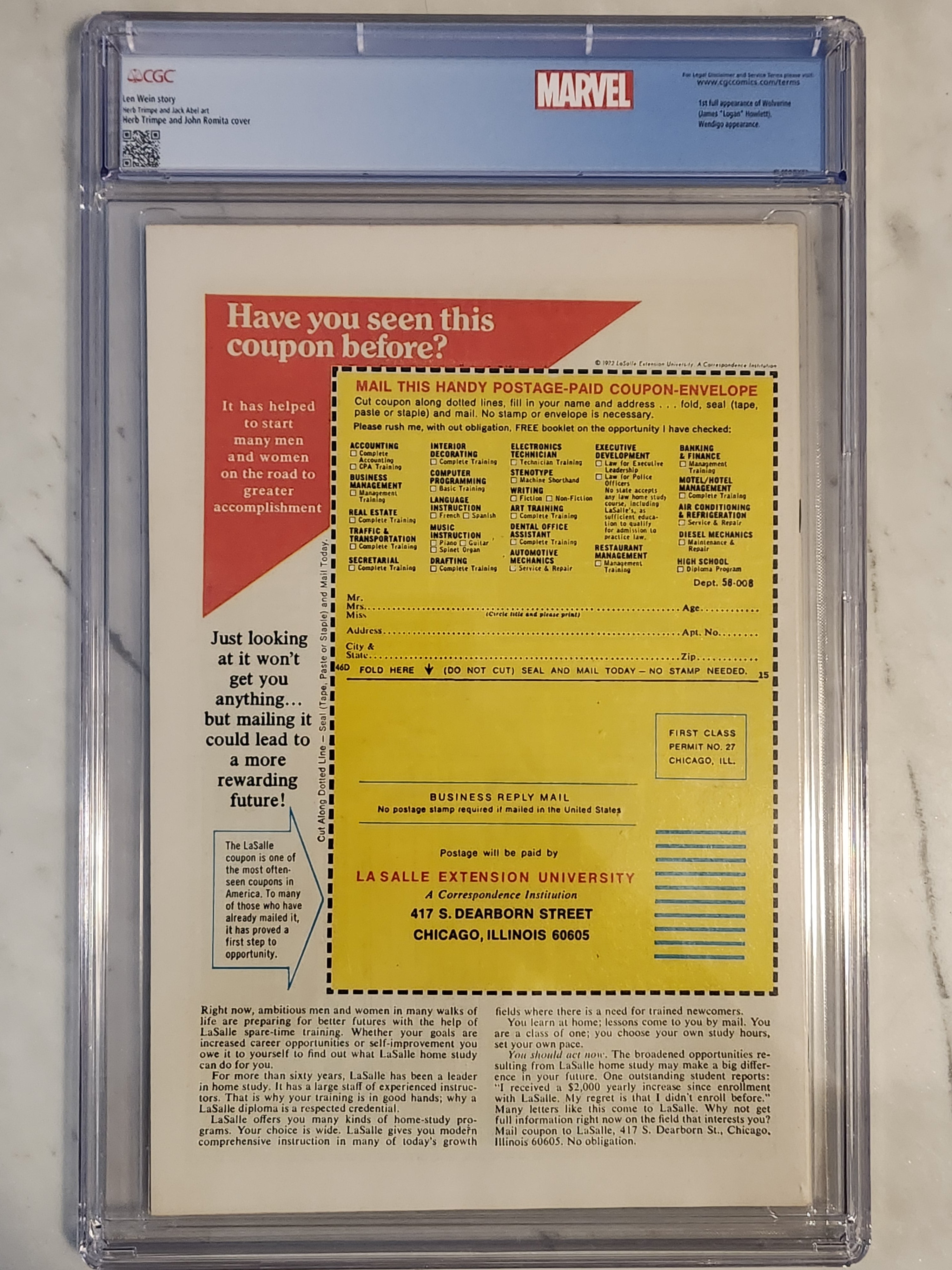 Incredible Hulk #181 | CGC 9.4 White Pages  | 1st Wolverine (Full) | Custom Label