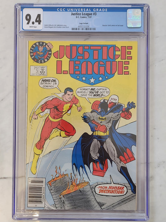 Justice League (1987) #3 | CGC 9.4 NM | Logo Variant