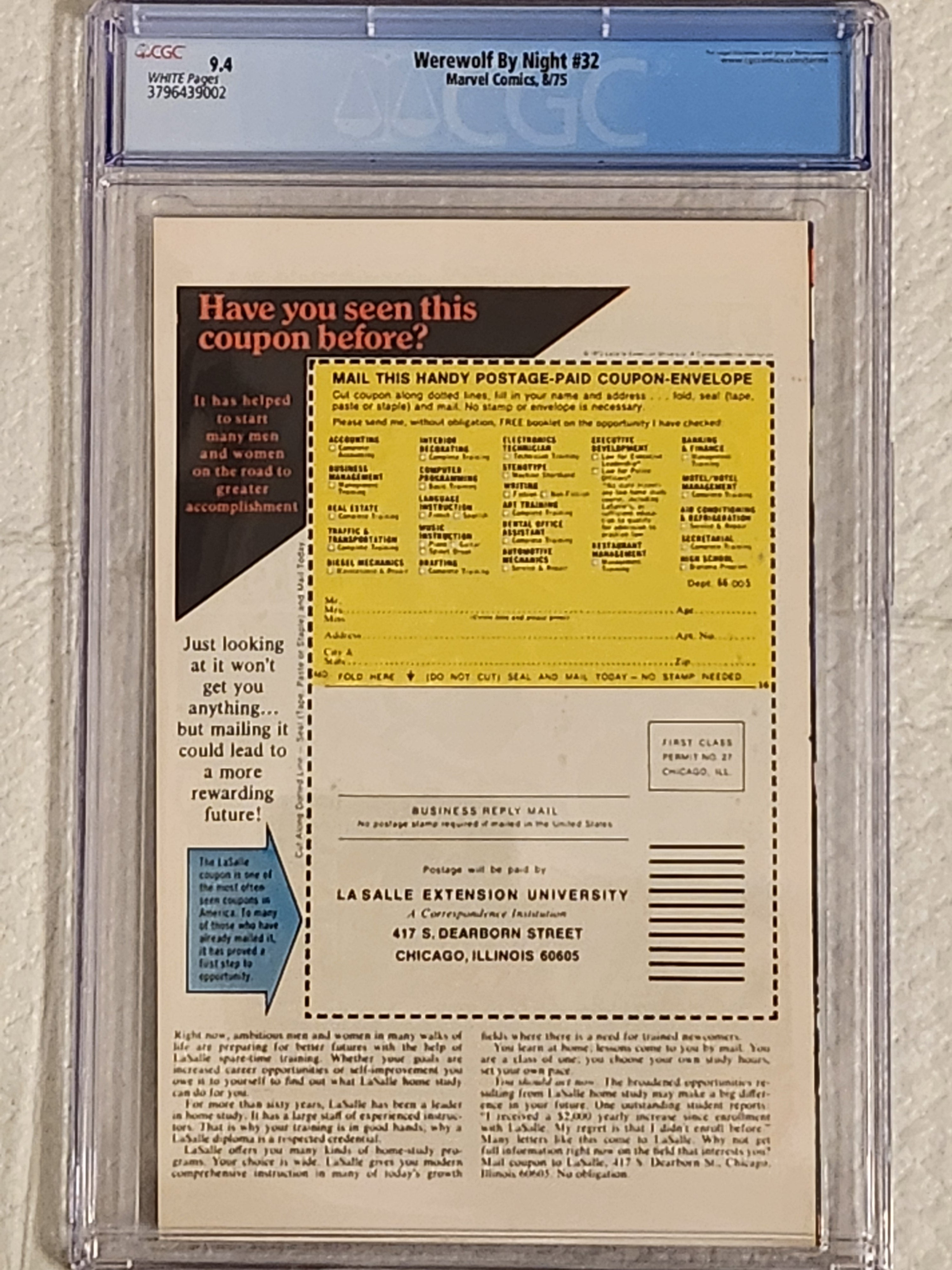 Werewolf By Night #32 | CGC 9.4 White Pages  | 1st Moon Knight
