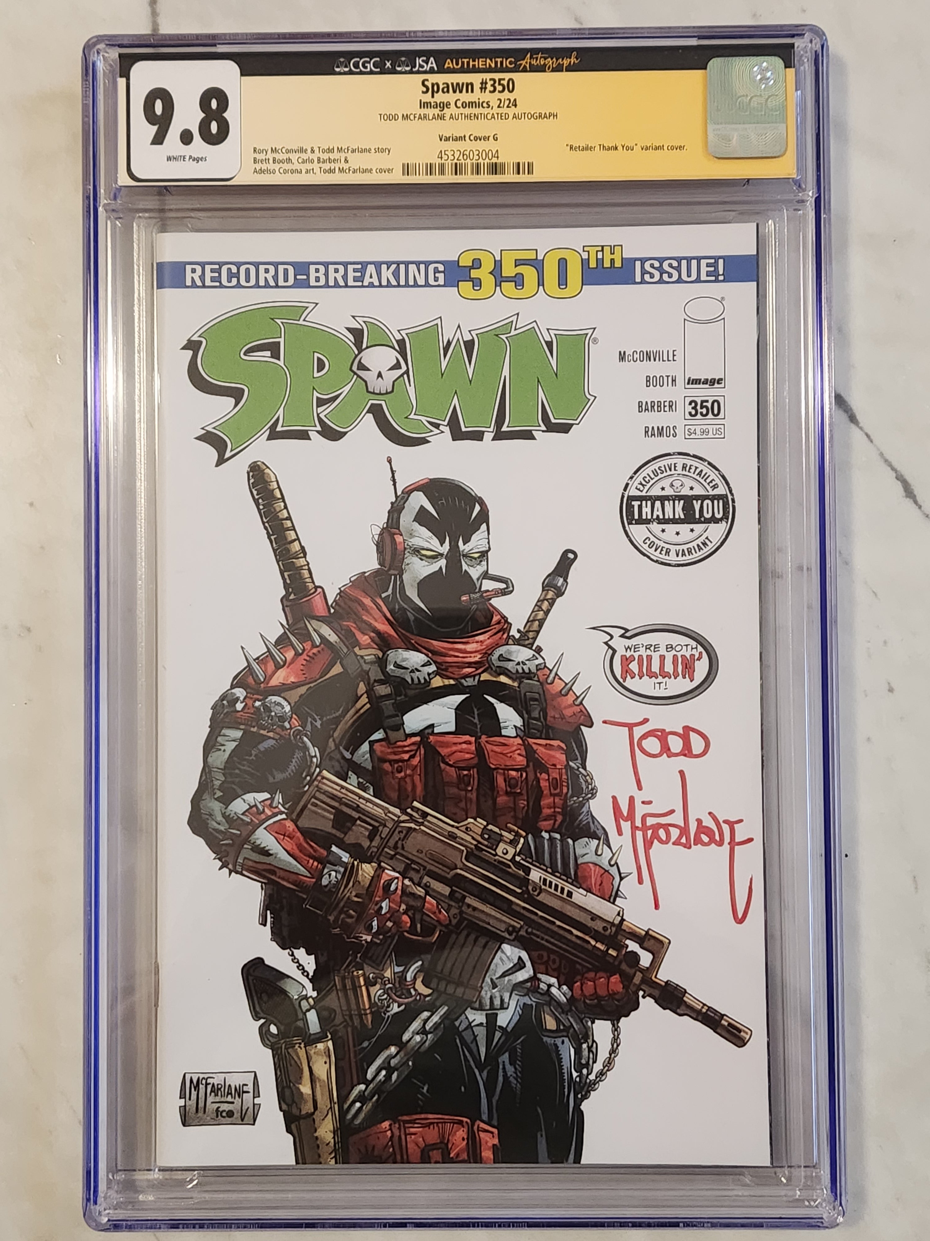 Spawn #350 Signed McFarlane One Per Store Thank You Variant #350-G | CGC 9.8 NM/MT