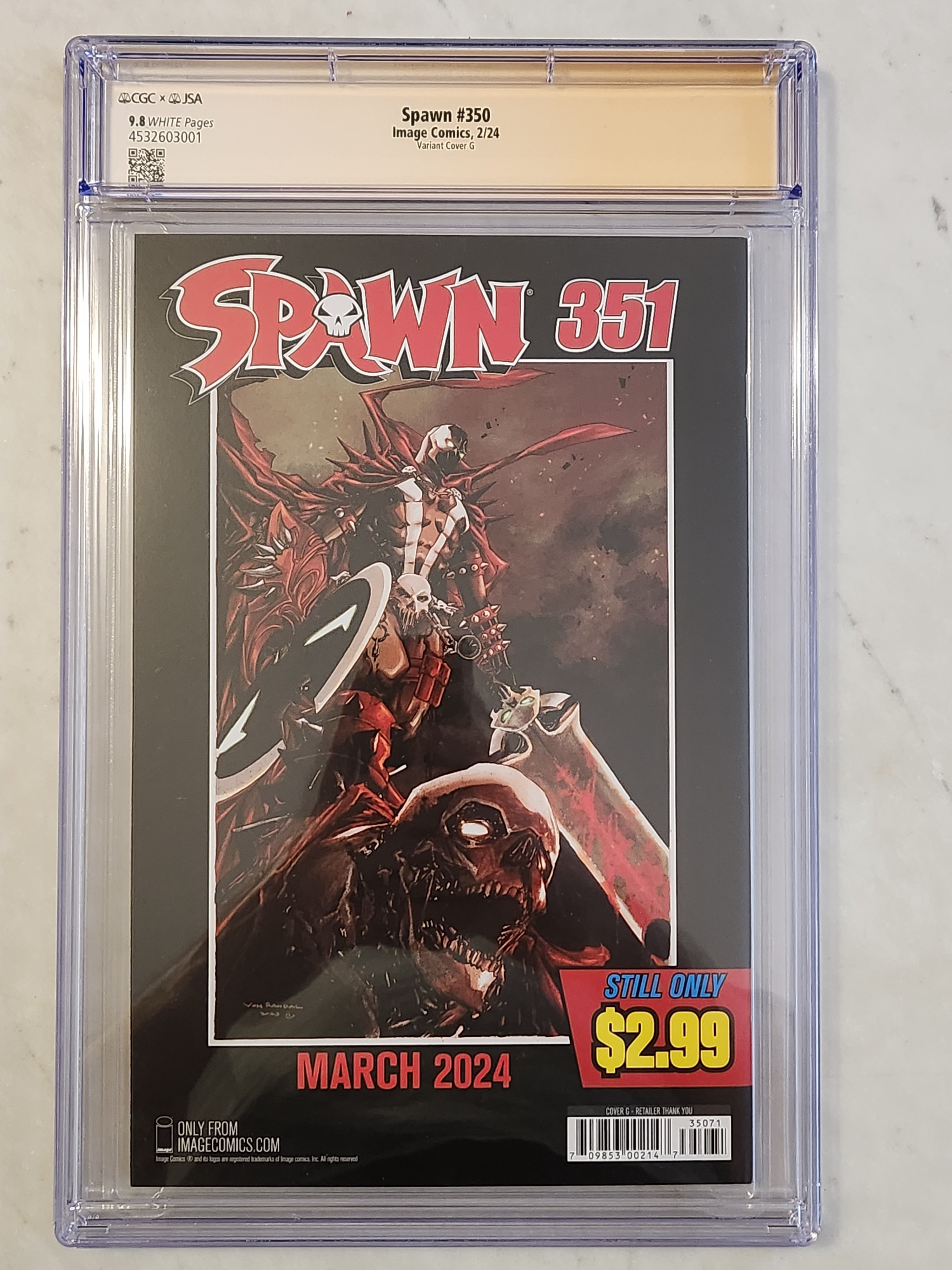 Spawn #350 Signed McFarlane One Per Store Thank You Variant #350-G | CGC 9.8 NM/MT