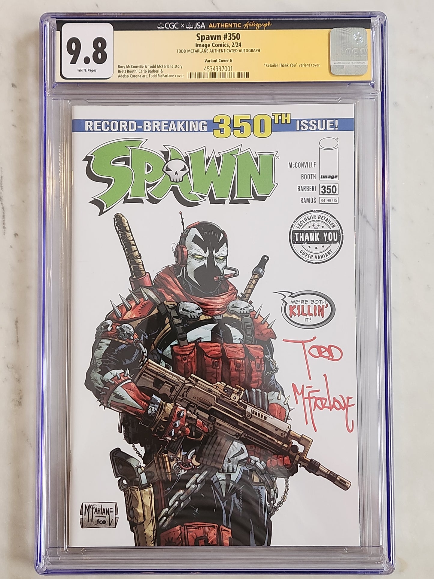 Spawn #350 Signed McFarlane One Per Store Thank You Variant #350-G | CGC 9.8 NM/MT