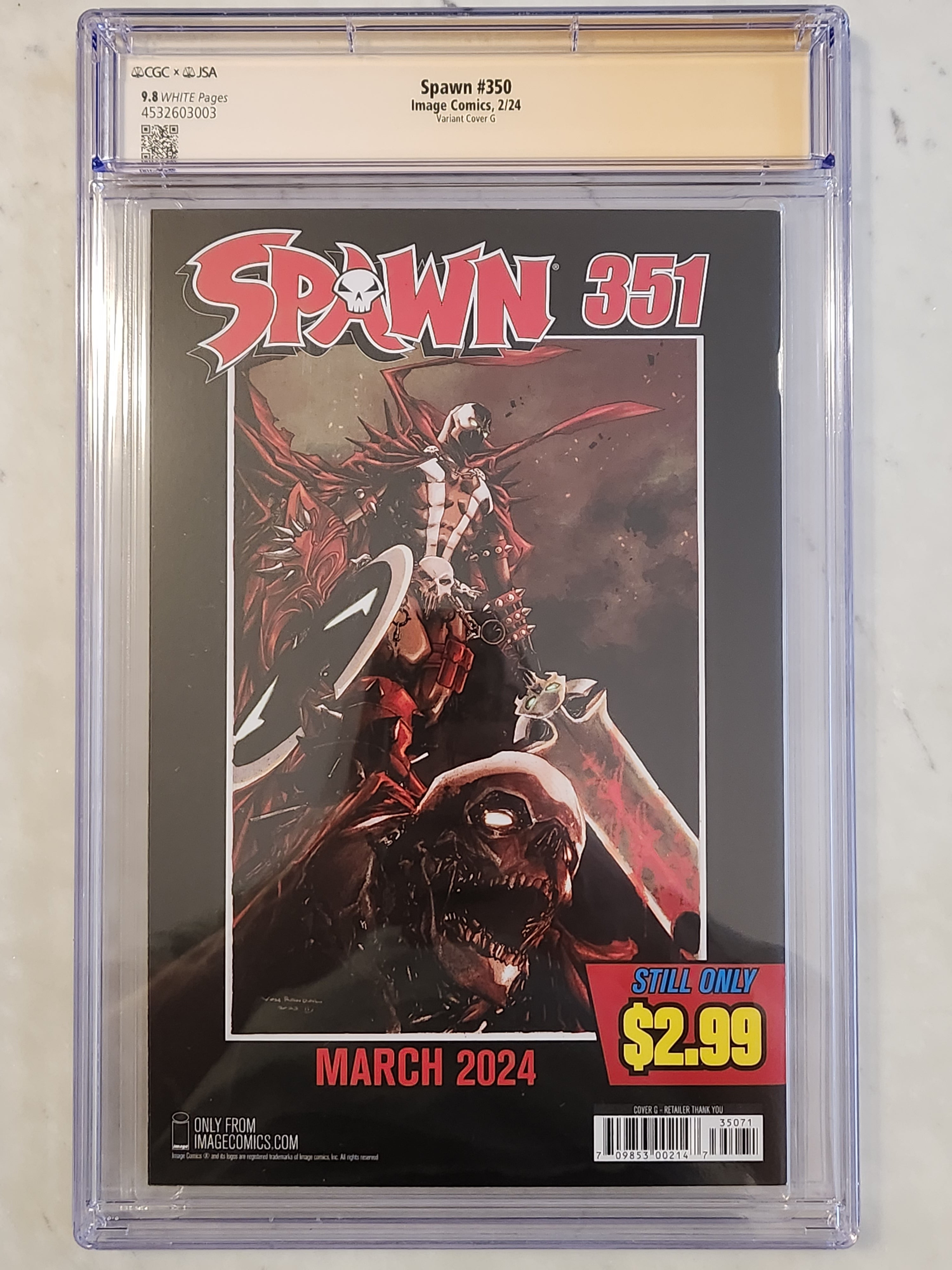 Spawn #350 Signed McFarlane One Per Store Thank You Variant #350-G | CGC 9.8 NM/MT