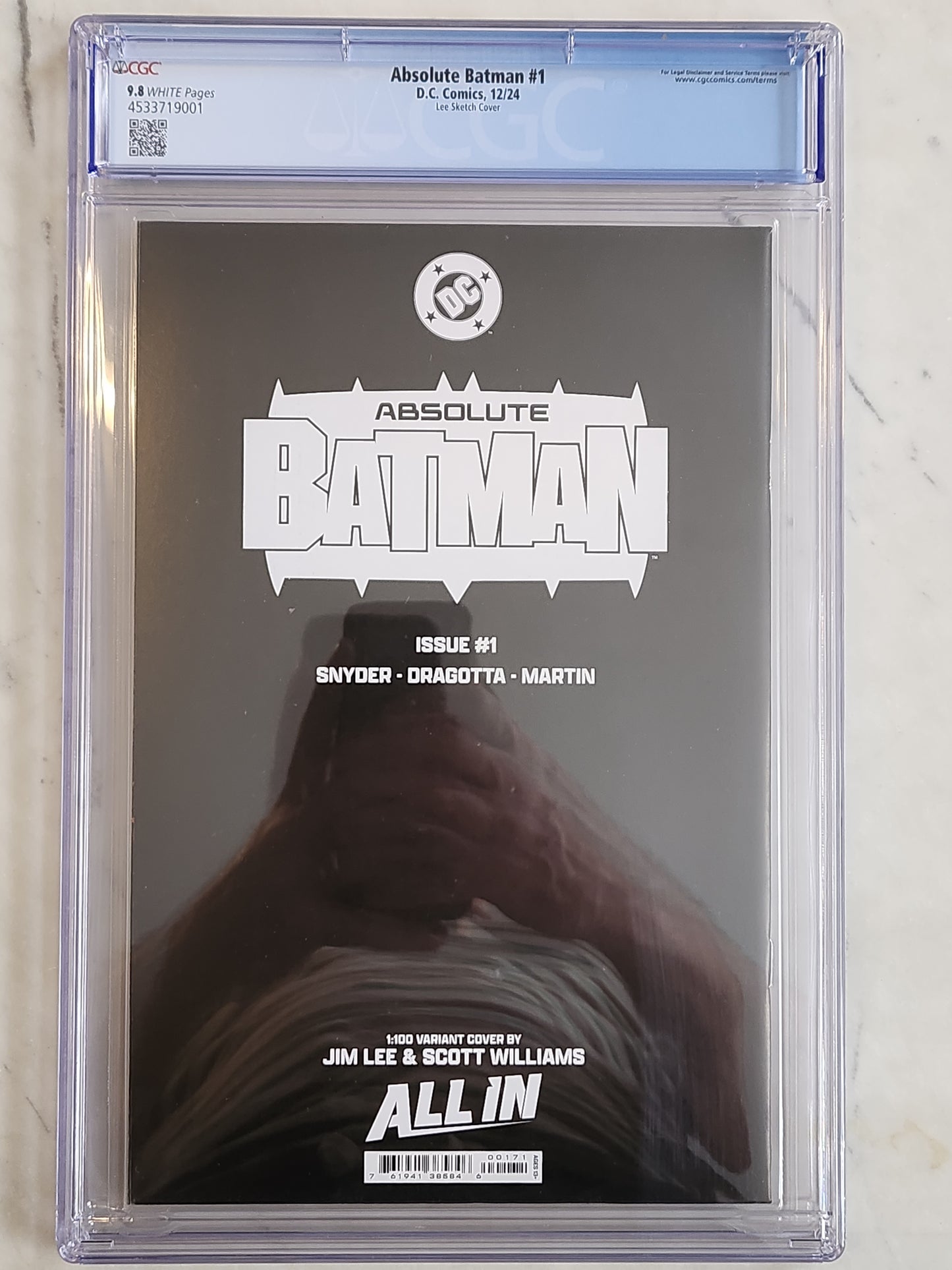 Absolute Batman #1 | CGC 9.8 NM/MT | 1:100 Jim Lee Sketch Cover