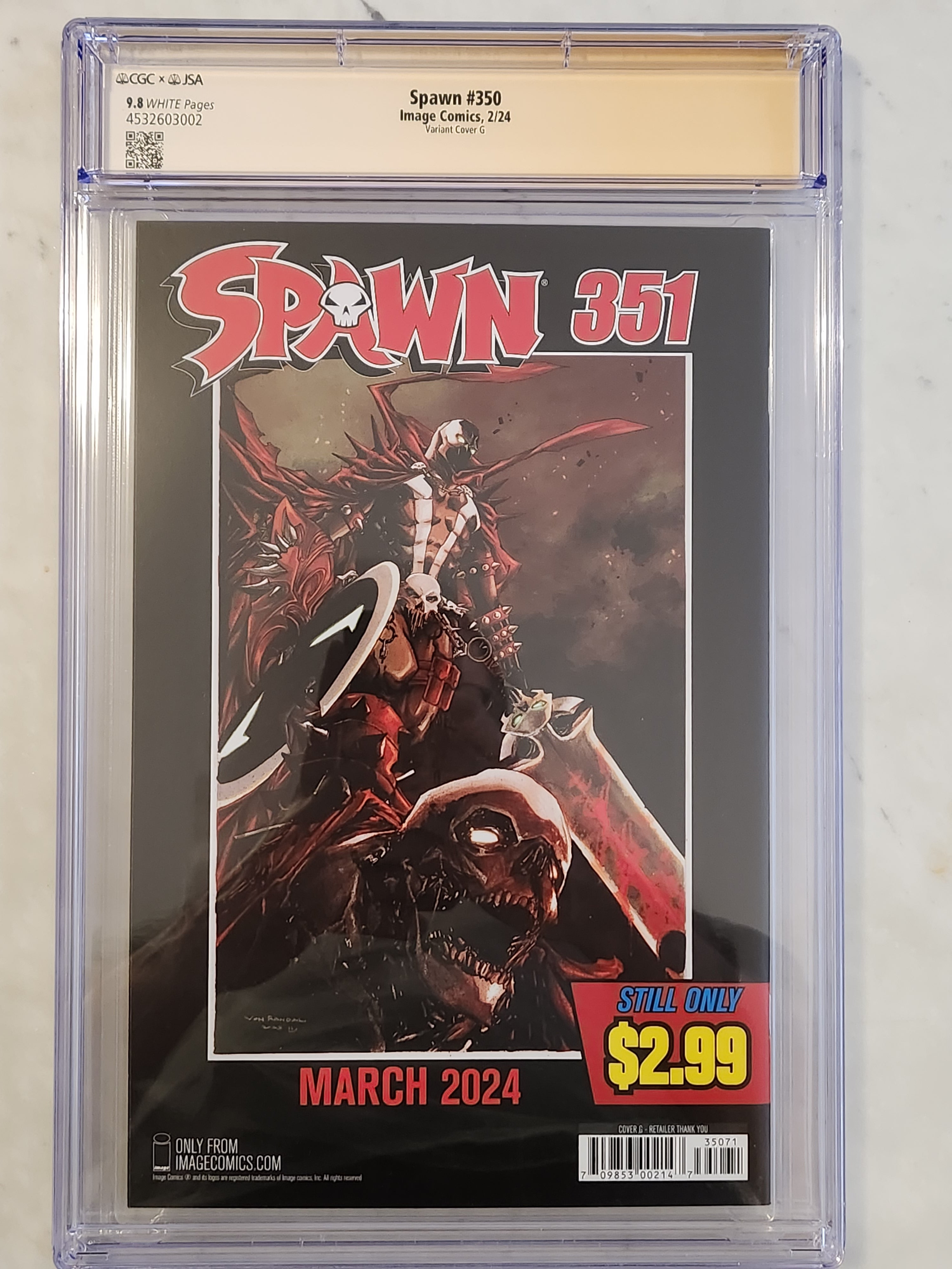 Spawn #350 Signed McFarlane One Per Store Thank You Variant #350-G | CGC 9.8 NM/MT