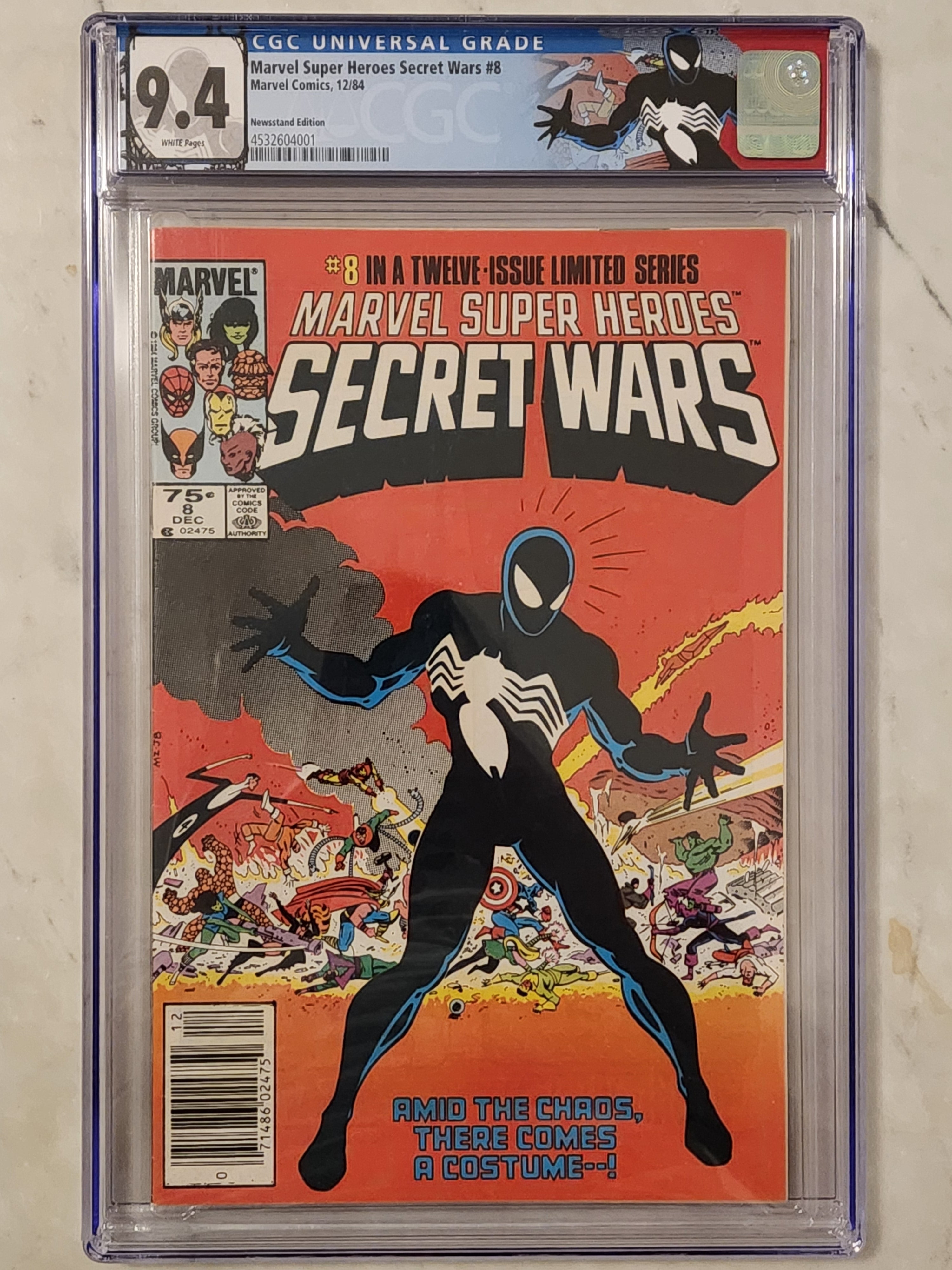 Secret Wars #8 |  9.4 NM | 1st Appearance Venom Costume | Custom Label