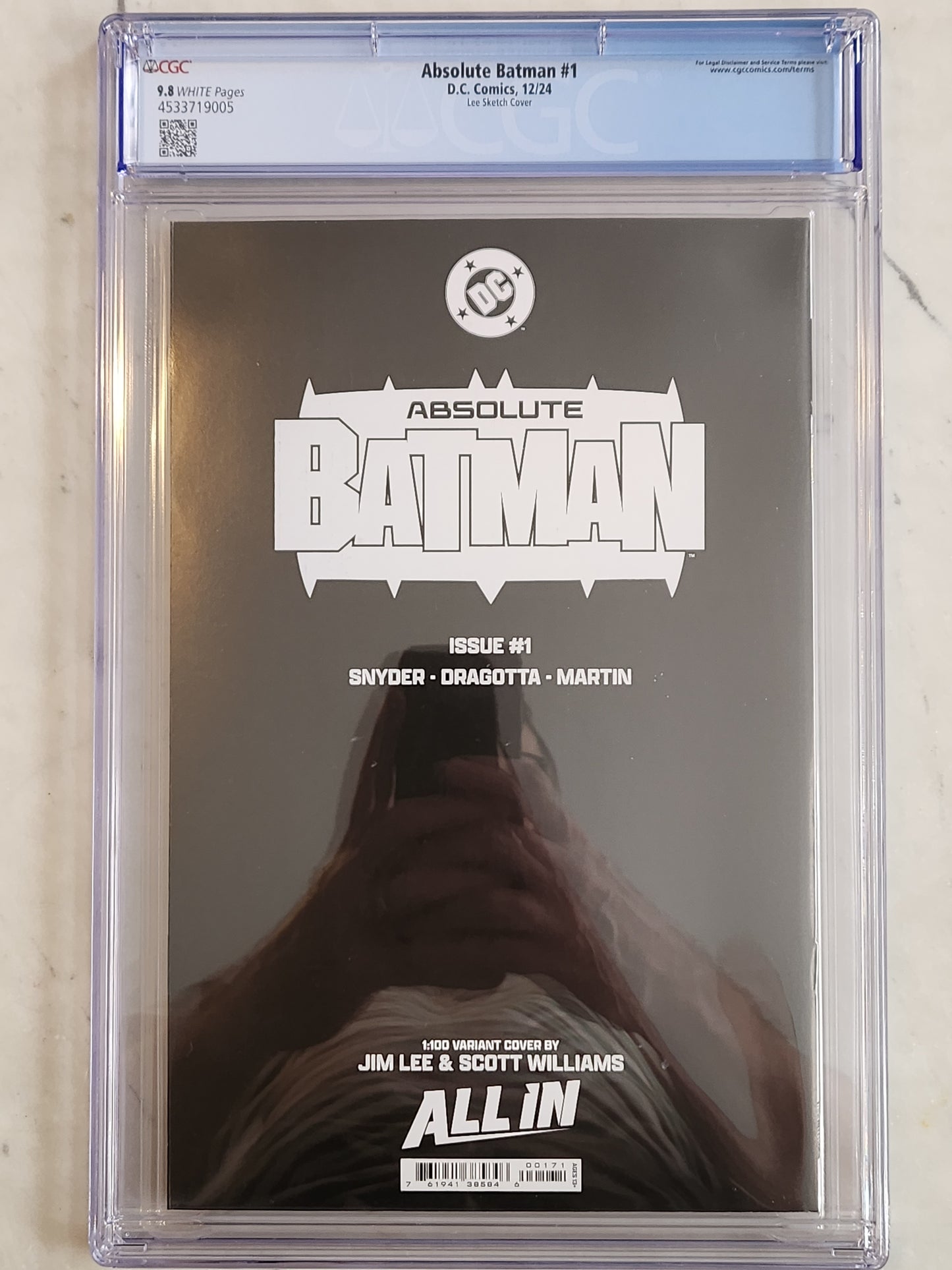 Absolute Batman #1 | CGC 9.8 NM/MT | 1:100 Jim Lee Sketch Cover