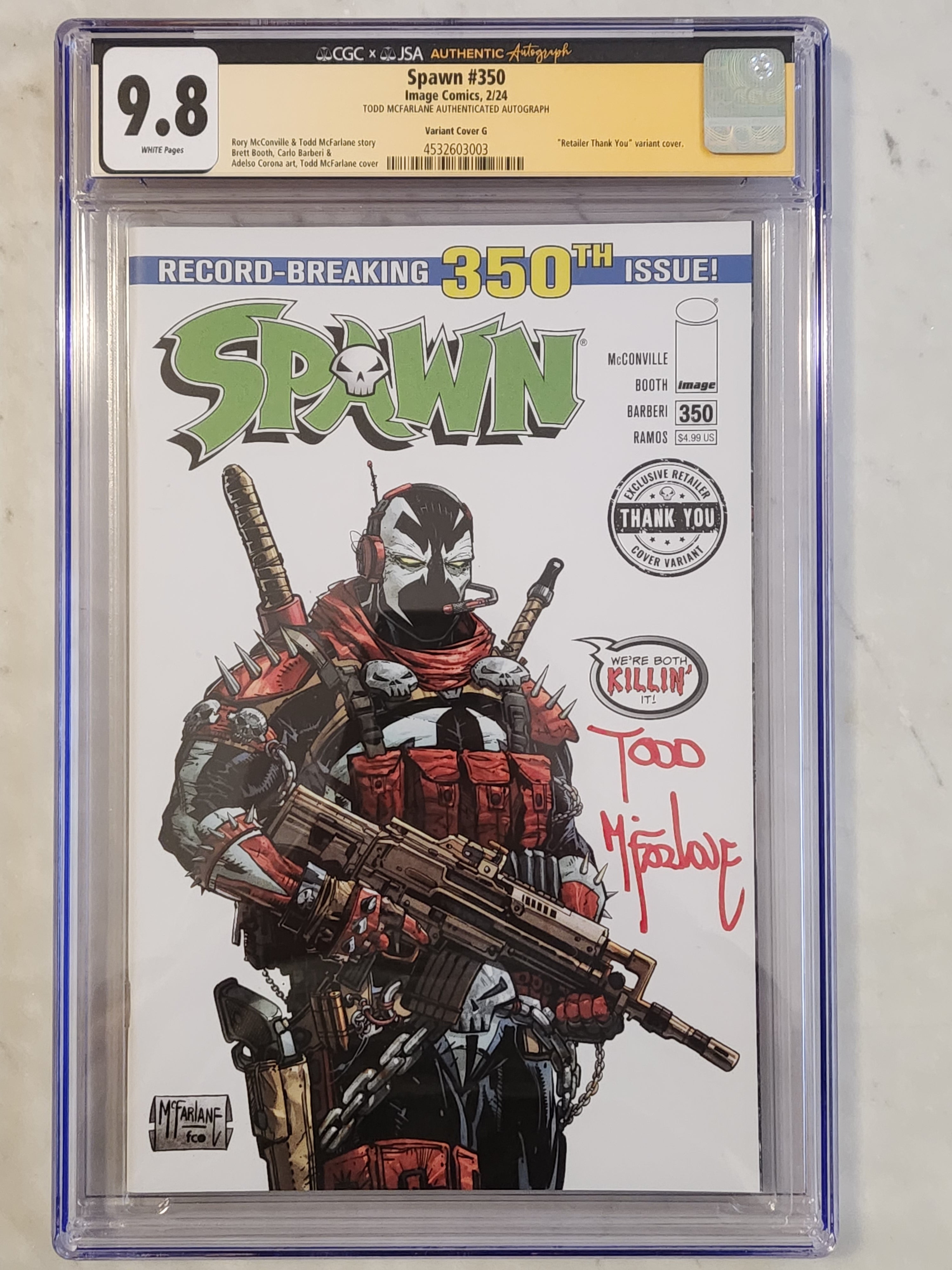 Spawn #350 Signed McFarlane One Per Store Thank You Variant #350-G | CGC 9.8 NM/MT