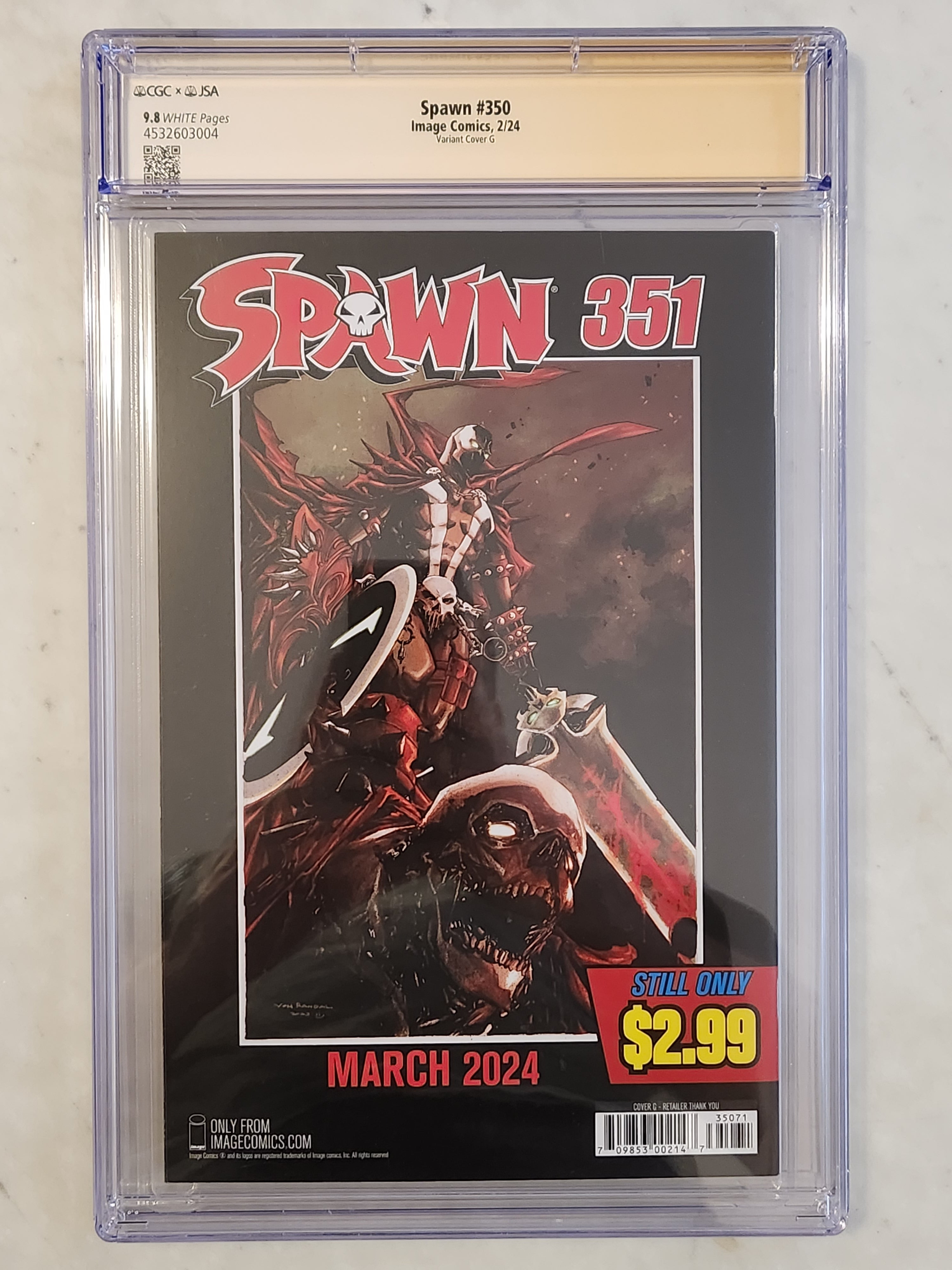 Spawn #350 Signed McFarlane One Per Store Thank You Variant #350-G | CGC 9.8 NM/MT