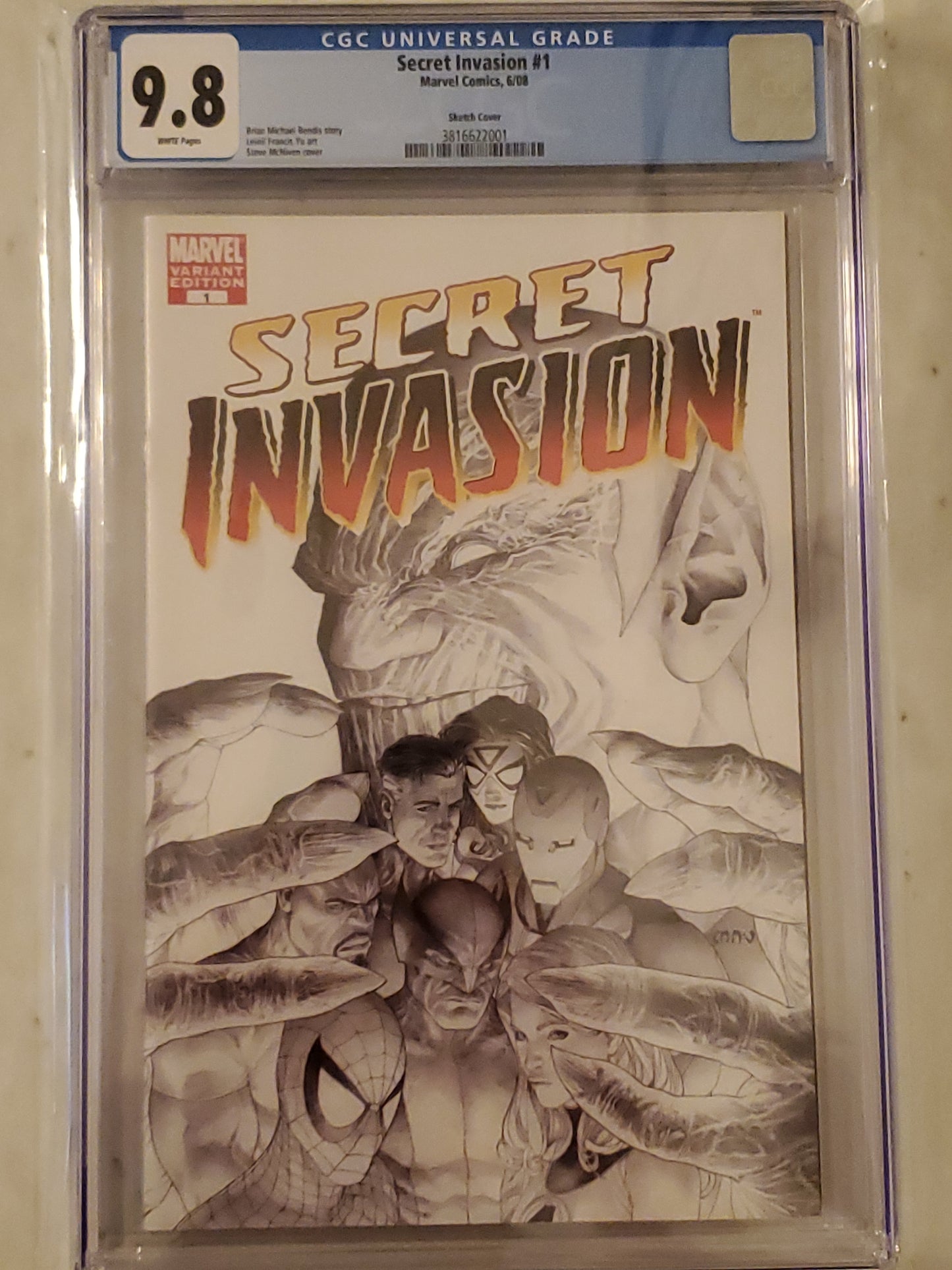 Secret Invasion #1 | CGC 9.8  | Modern Age Marvel Comics | 1:75 McNiven Sketch Variant